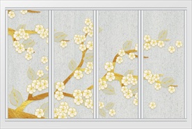 简约质感花卉移门