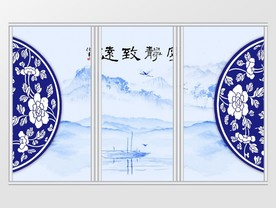 中式青花瓷风格移门