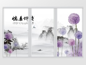中国风水墨花鸟移门