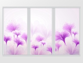 现代简约手绘梦幻紫色花卉移门