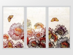 现代简约花卉蝴蝶移门