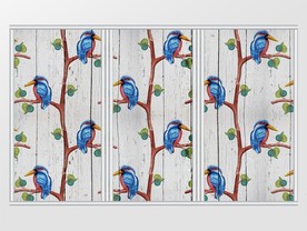 田园风格清新水彩花鸟移门