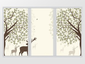 北欧风麋鹿树林清新移门