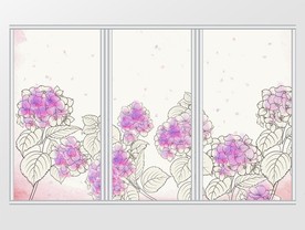 现代简约手绘花卉绣球花移门