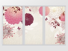 简约清新淡雅花朵植物移门