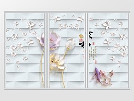 简约时尚3D蝴蝶移门