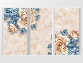 现代富贵牡丹花鸟移门