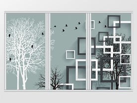 现代北欧风简约风景移门