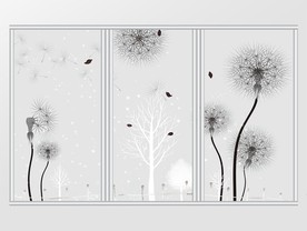 抽象手绘怀旧蒲公英移门