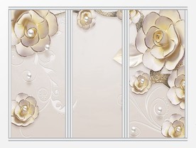 浮雕立体现代简约花开富贵移门