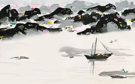 水墨山水中式电视背景墙