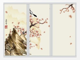 大气清新中国风花鸟移门