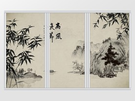 中国风水墨竹子移门