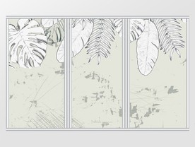 现代简约北欧风清雅植物移门