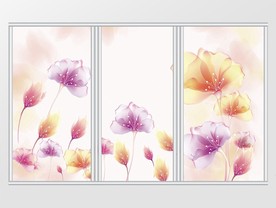 现代简约手绘花卉温馨浪漫移门