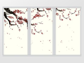 中式古风水墨花卉移门