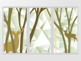 现代麋鹿森林剪影移门