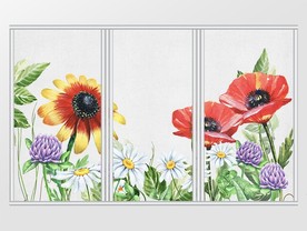 现代高清手绘小清新玫瑰花移门