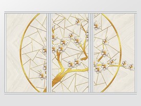 现代简约金色花卉移门