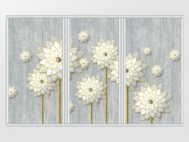 现代简约立体白色花卉移门