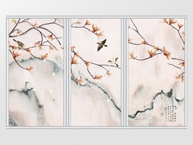 新中式山水画移门