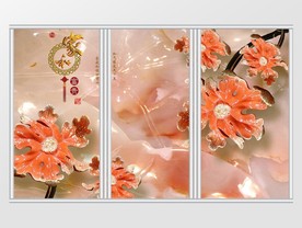 粉色玉雕花枝移门