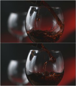 玻璃杯倒葡萄酒