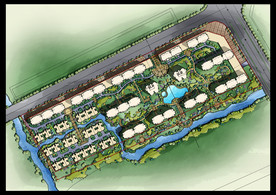 小区园林规划彩面效果图