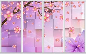 3D淡雅唯美桃花移门