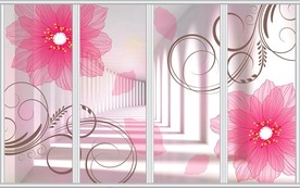 3D立体手绘花朵移门