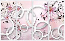 3D圆圈清新淡雅郁金香移门