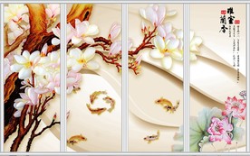 雅室兰香彩雕兰花移门