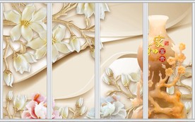 家和富贵吉祥3D花瓶移门