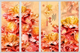 家和富贵玉雕壁画电视背景墙设计