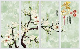 家和富贵玉雕大理石玉兰移门