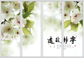 梦幻白色花卉背景移门