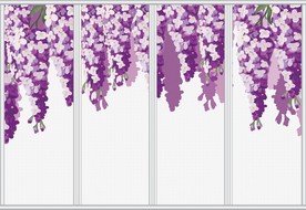 手绘水彩薰衣草紫藤花移门