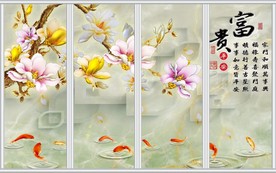 玉雕玉兰花背景移门