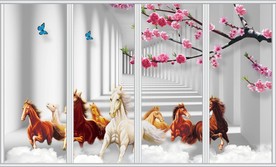 3D八骏图移门