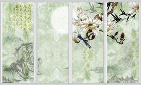 大理石山水画玉兰移门