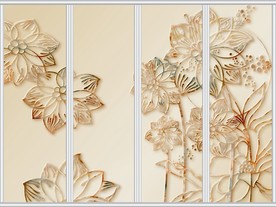 大理石荷花移门