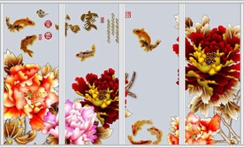 仿彩雕家和富贵牡丹花移门