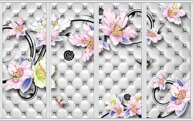 彩雕花朵玉兰移门