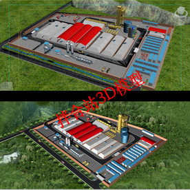 高速公路沥青拌和站鸟瞰3D模型