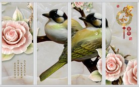 家和富贵玉雕花鸟移门