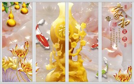 家和富贵玉雕花瓶荷花鱼移门