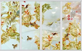 家和富贵玉雕牡丹花鸟移门