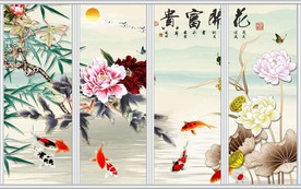 客厅花开富贵移门