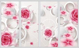 梦幻粉色花朵3D移门