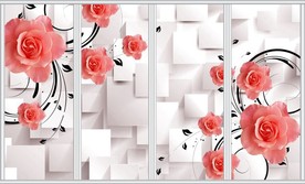 梦幻玫瑰3D立体移门